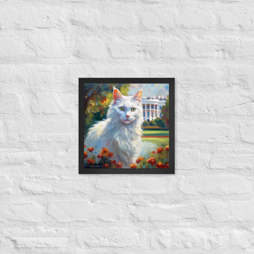 PugMug Custom White Companion Cat Framed Print