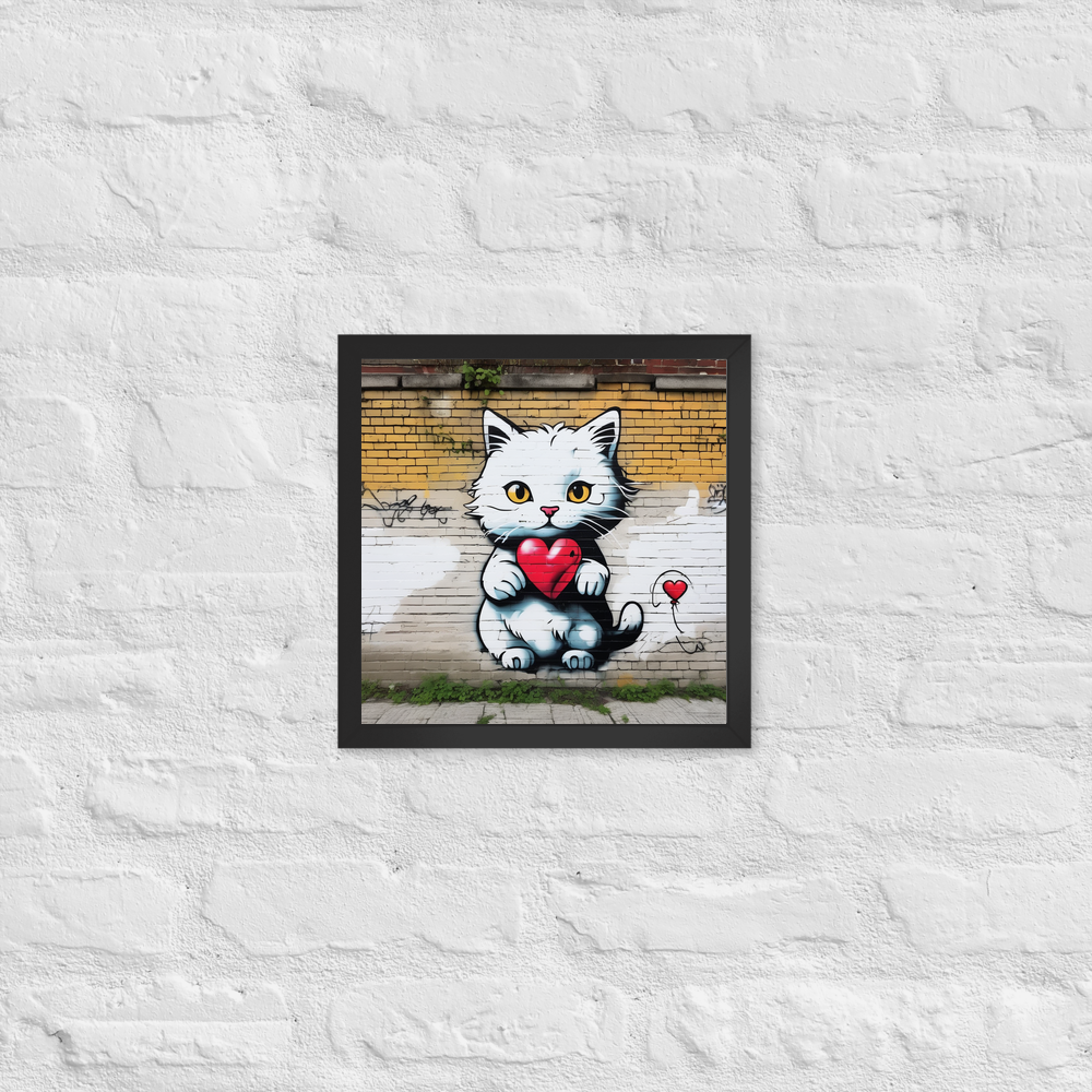 PugMug Custom White Companion Cat Framed Print