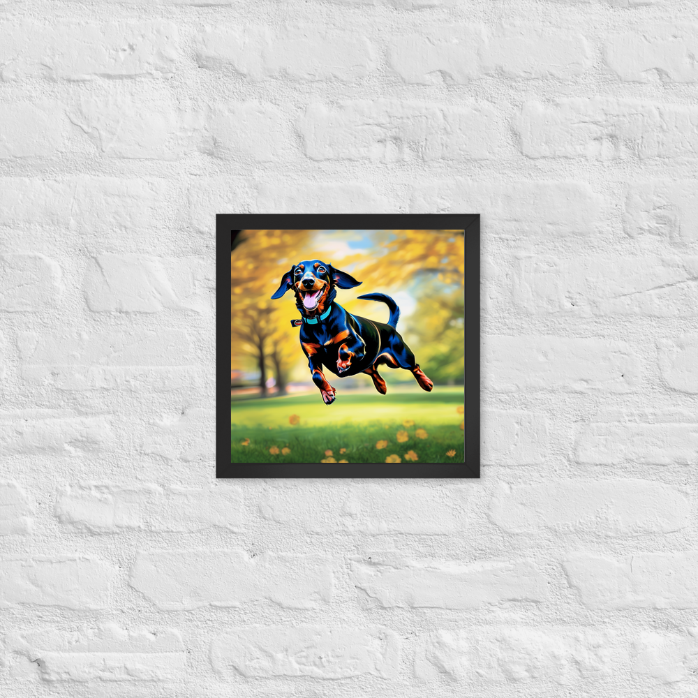 PugMug Custom Black Dachshund Framed Print