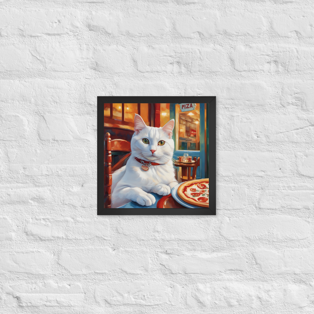 PugMug Custom White Companion Cat Framed Print