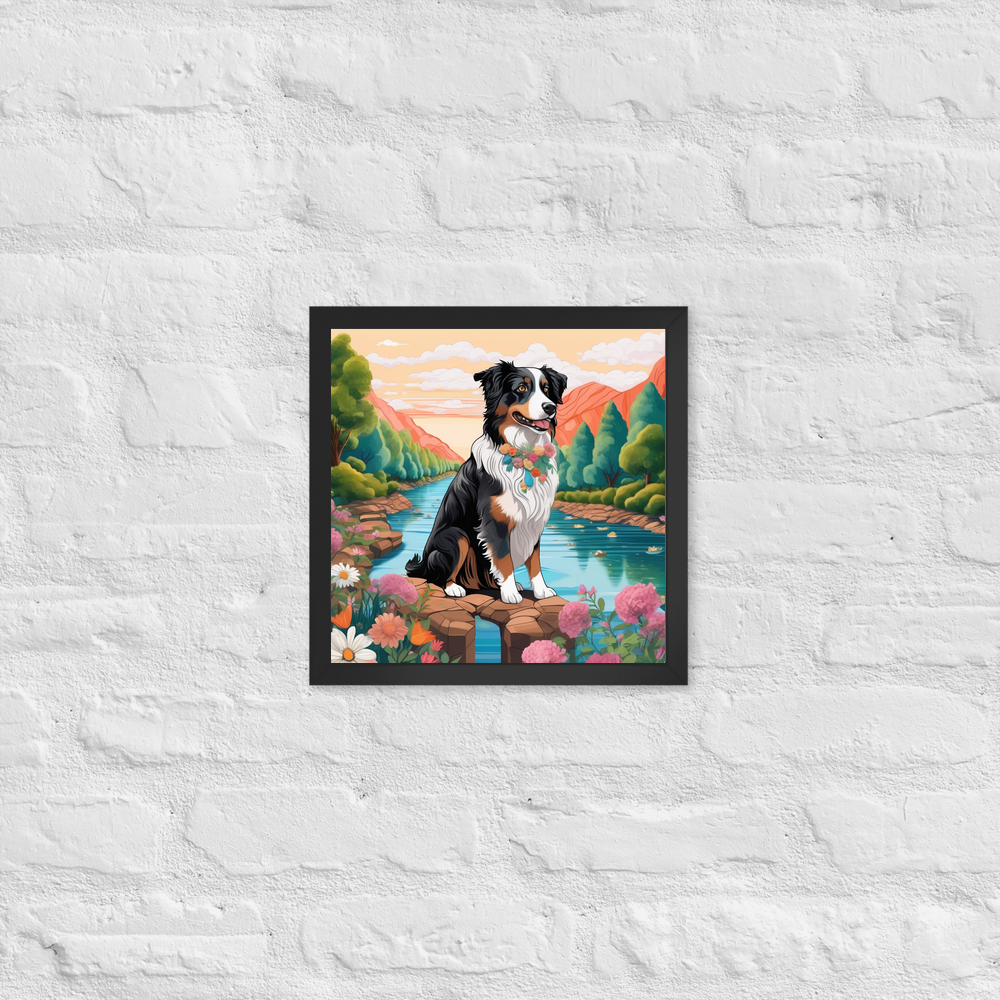 PugMug Custom Australian Shepherd Dog Framed Print