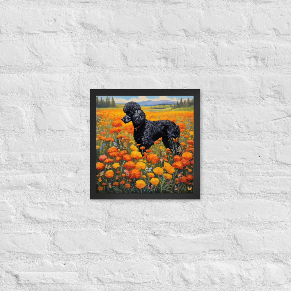 PugMug Custom Black Poodle Framed Print