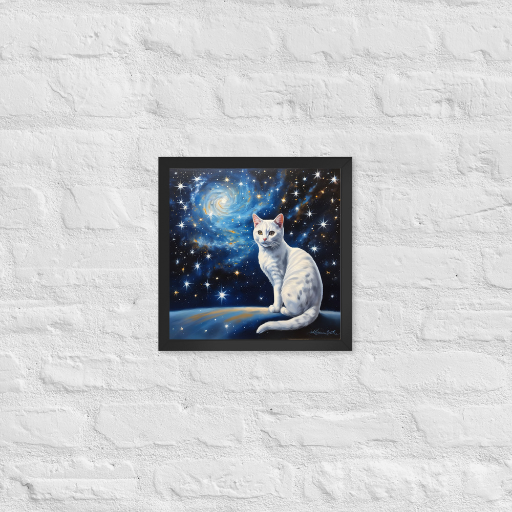 PugMug Custom White American Shorthair Cat Framed Print