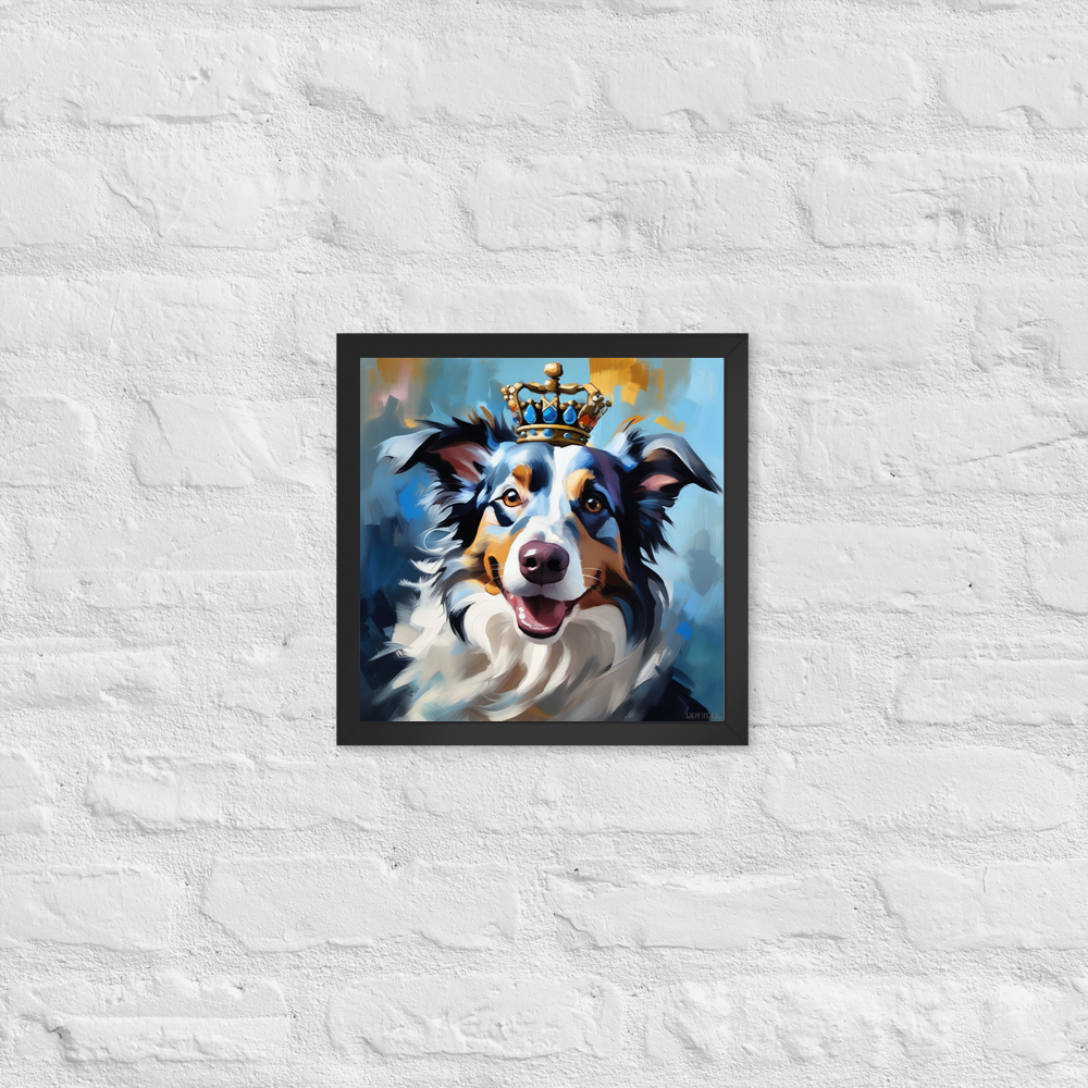 PugMug Custom Blue Merle Border Collie Framed Print