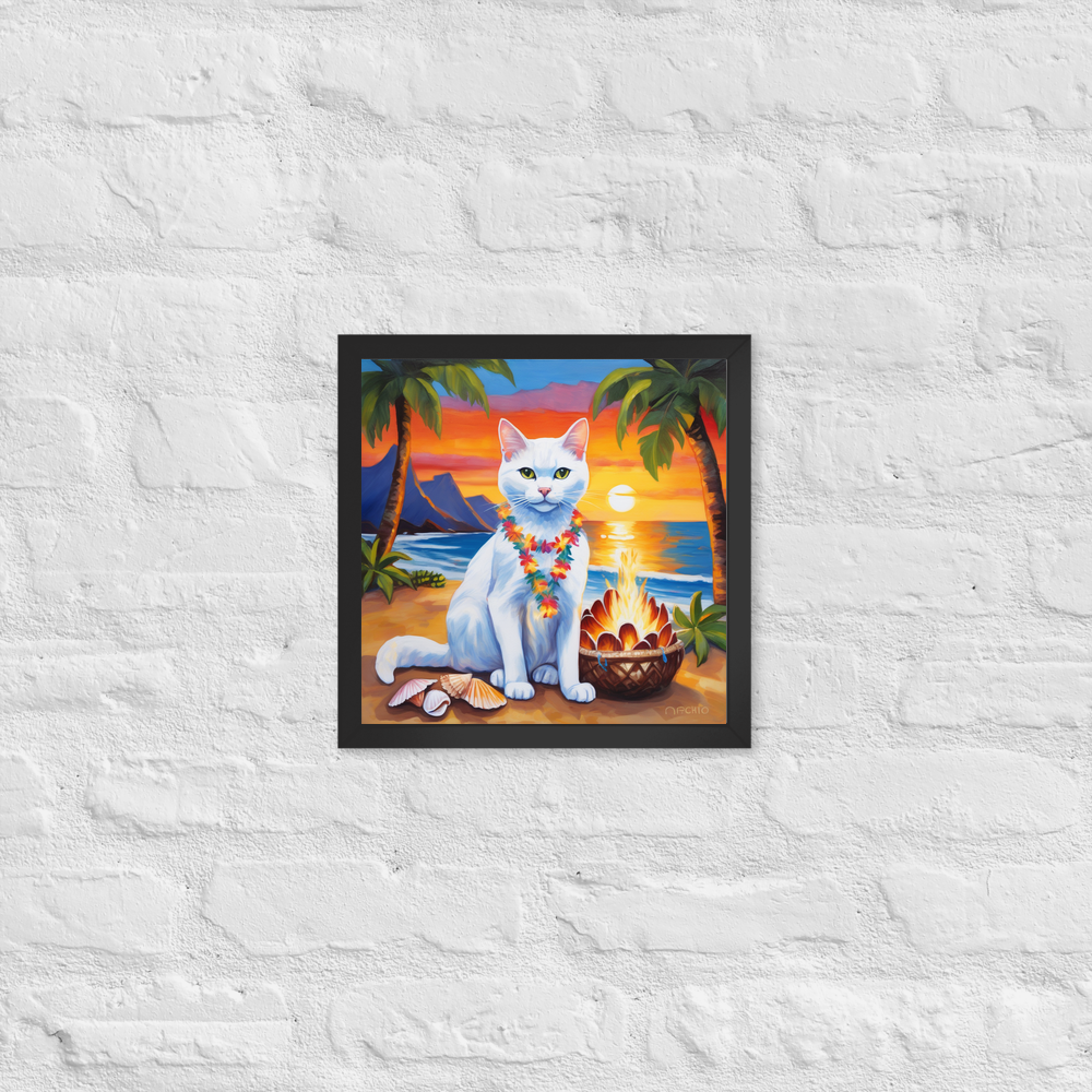 PugMug Custom White Companion Cat Framed Print