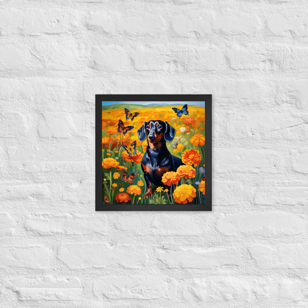 PugMug Custom Black Dachshund Framed Print