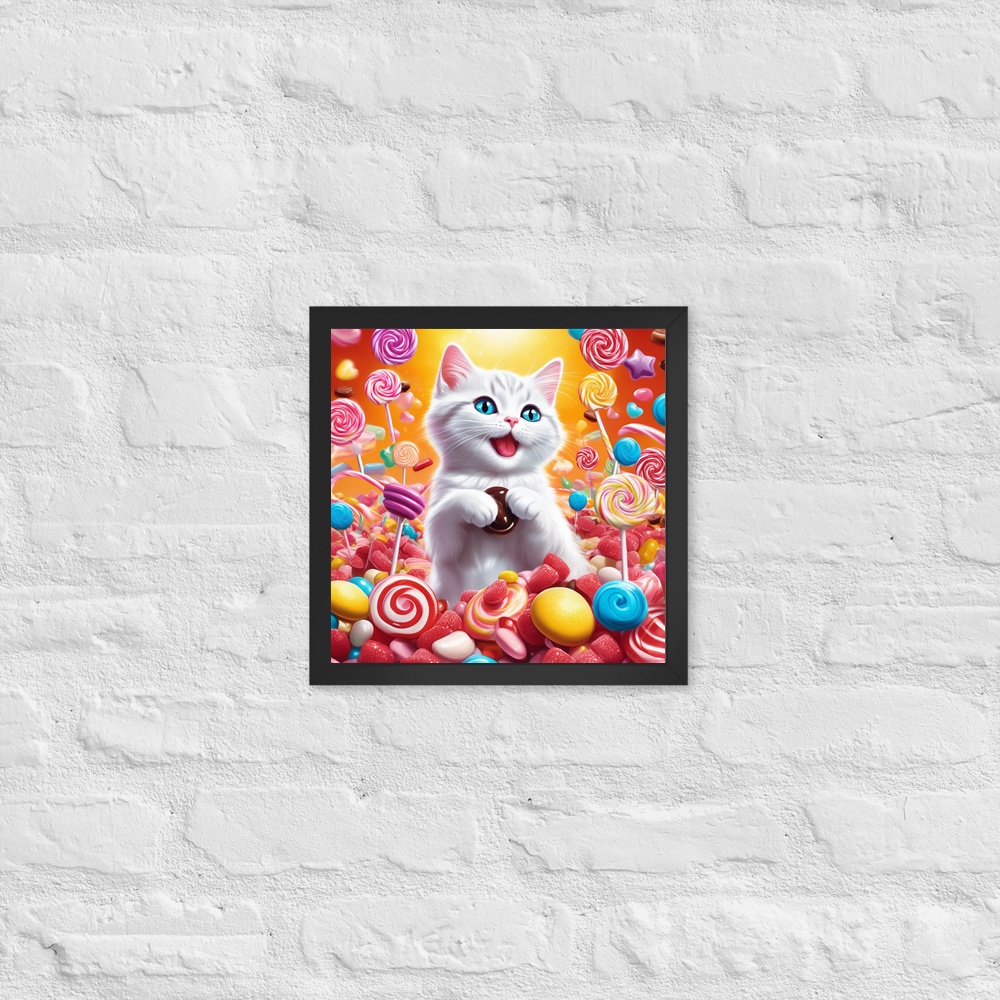 PugMug Custom White Companion Cat Framed Print