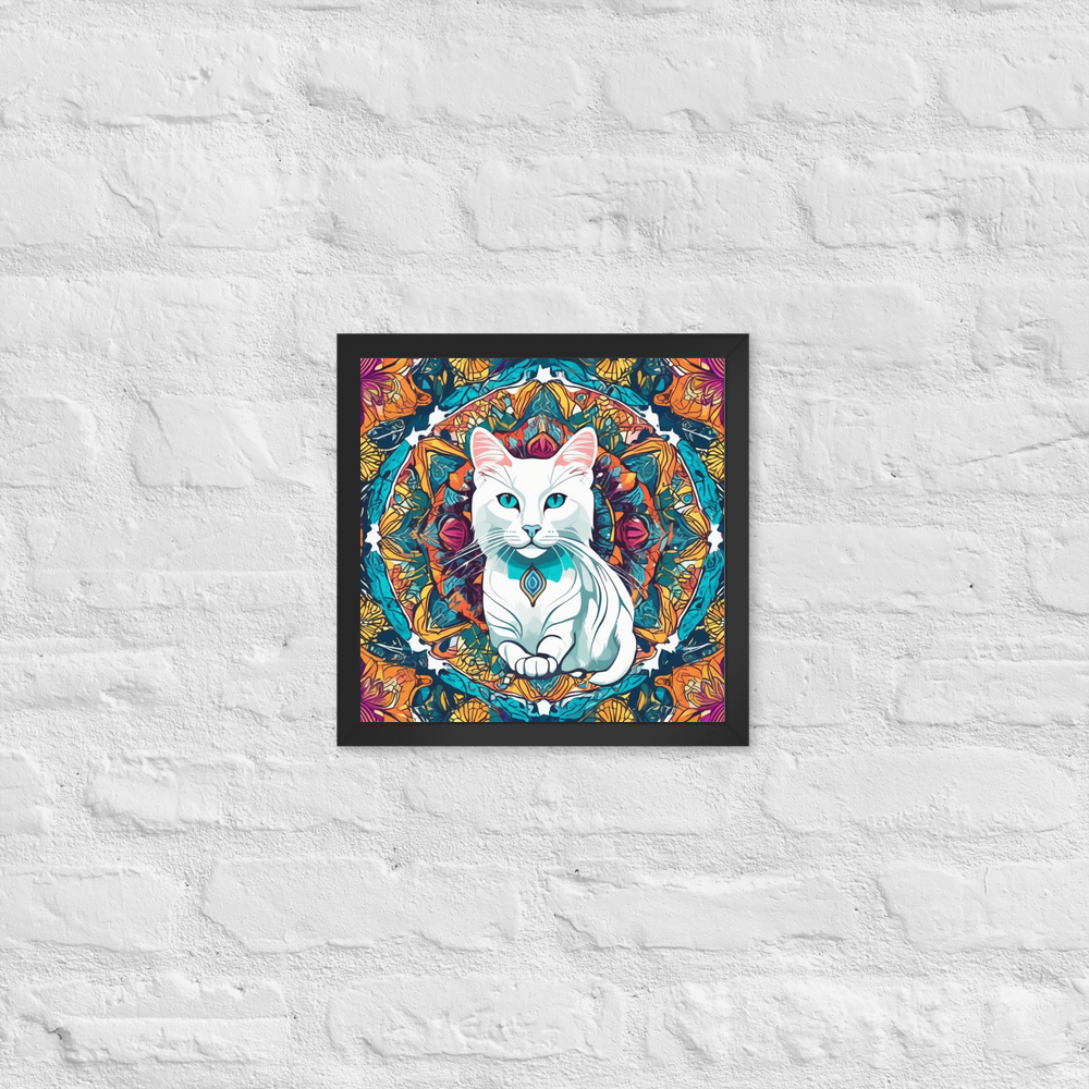 PugMug Custom White Companion Cat Framed Print