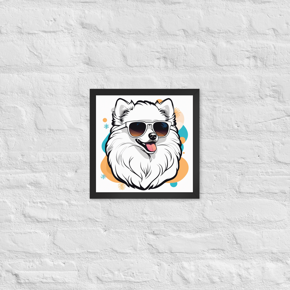 PugMug Custom White Pomeranian Framed Print