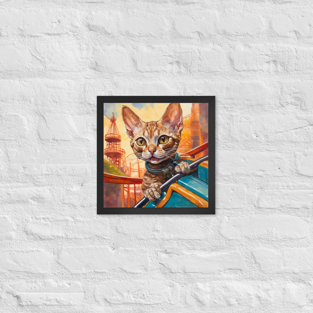 PugMug Custom Tabby Devon Rex Cat Framed Print