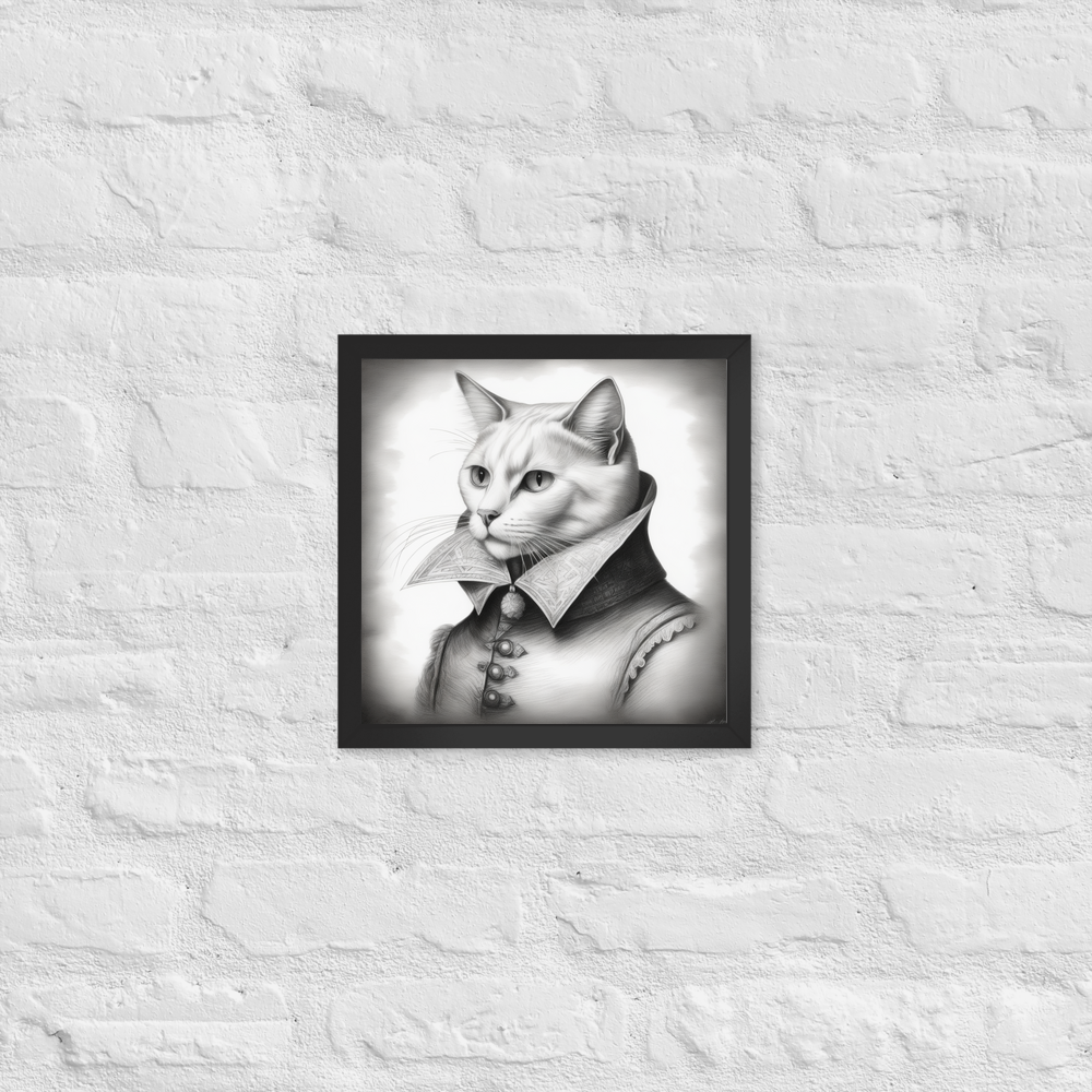 PugMug Custom White Companion Cat Framed Print