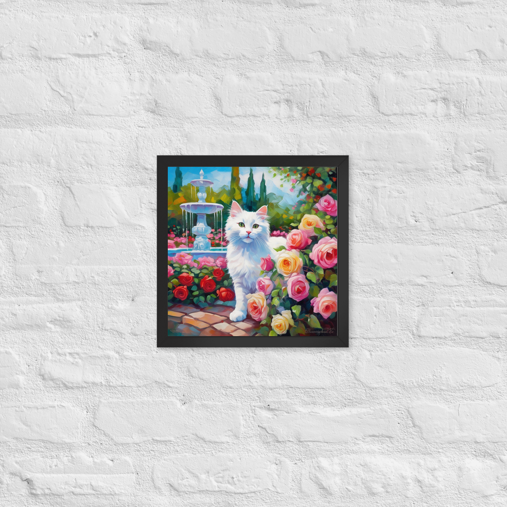 PugMug Custom White Companion Cat Framed Print