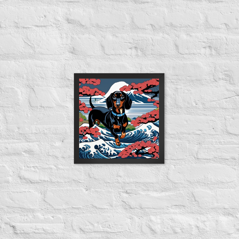 PugMug Custom Black Dachshund Framed Print