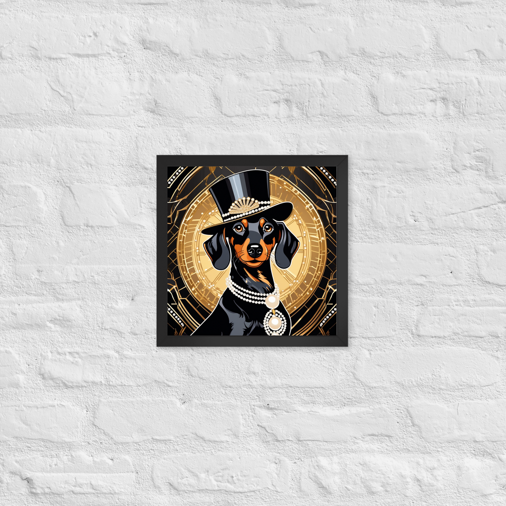PugMug Custom Black Dachshund Framed Print