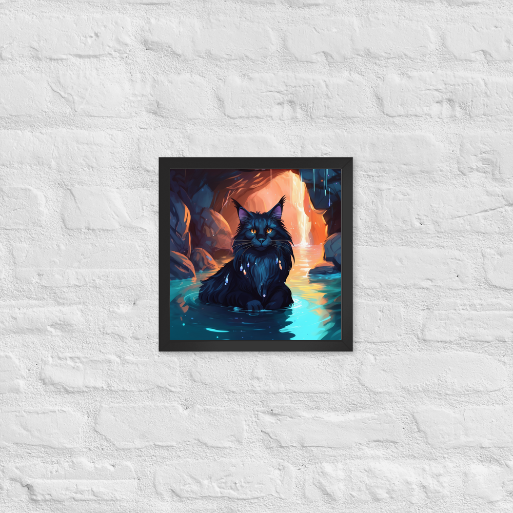 PugMug Custom Black Maine Coon Cat Framed Print