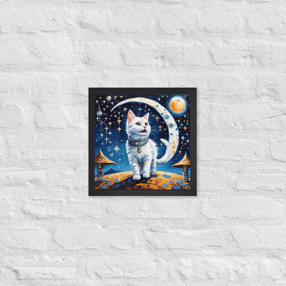 PugMug Custom White Companion Cat Framed Print