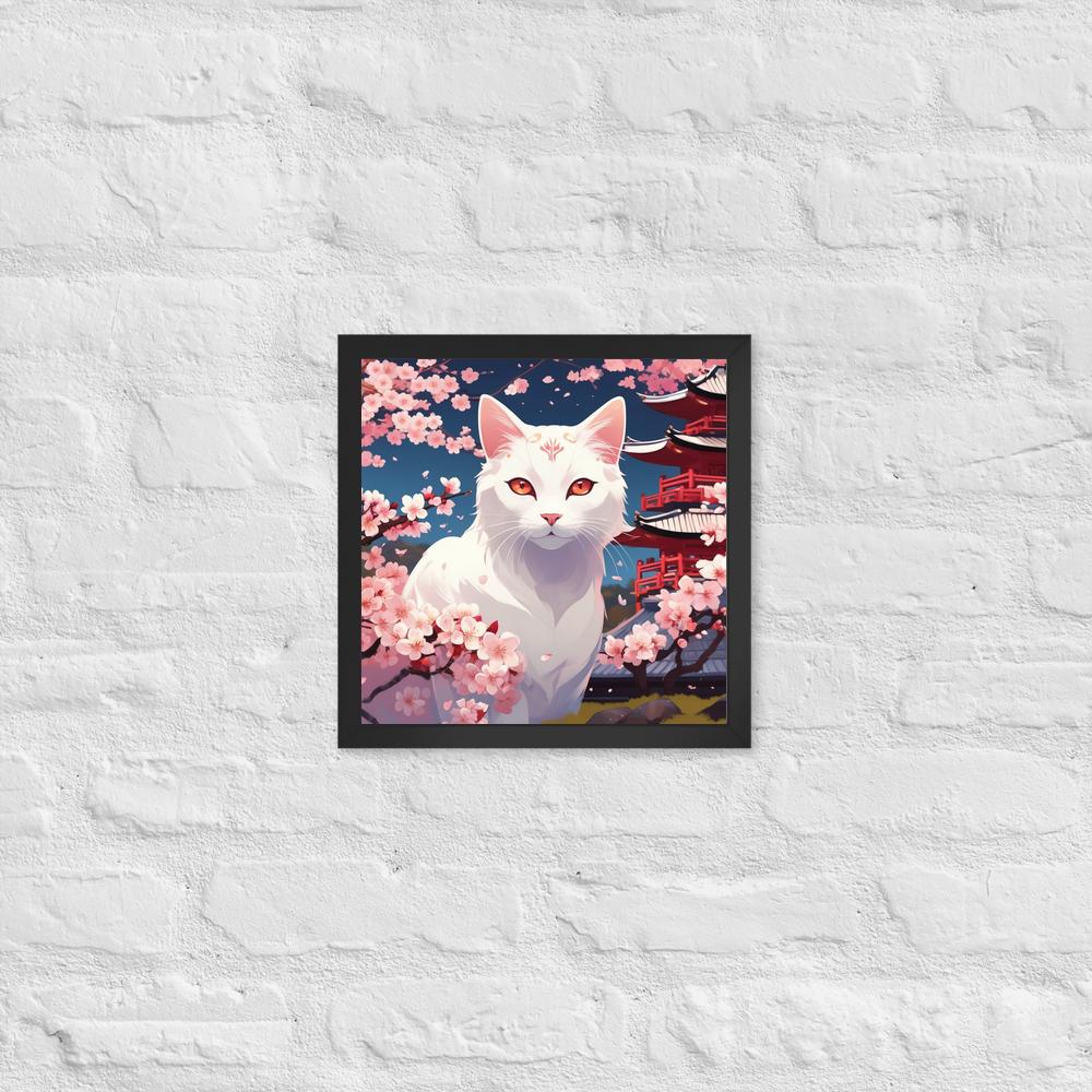 PugMug Custom White Companion Cat Framed Print