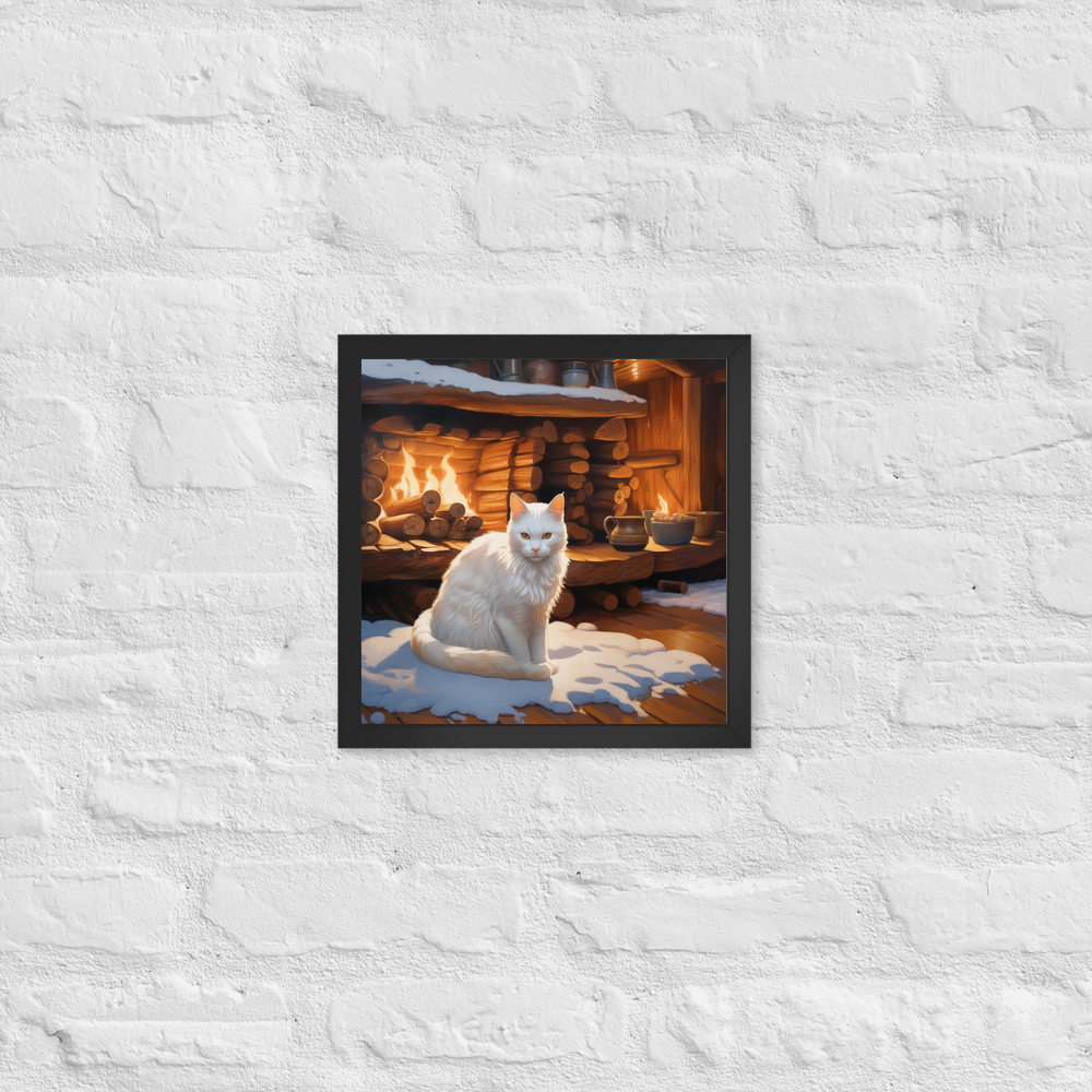 PugMug Custom White Companion Cat Framed Print