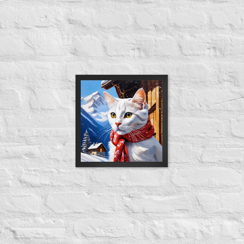 PugMug Custom White Companion Cat Framed Print