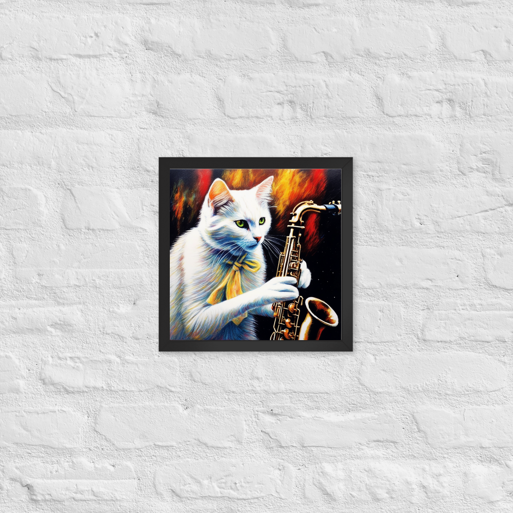 PugMug Custom White Companion Cat Framed Print