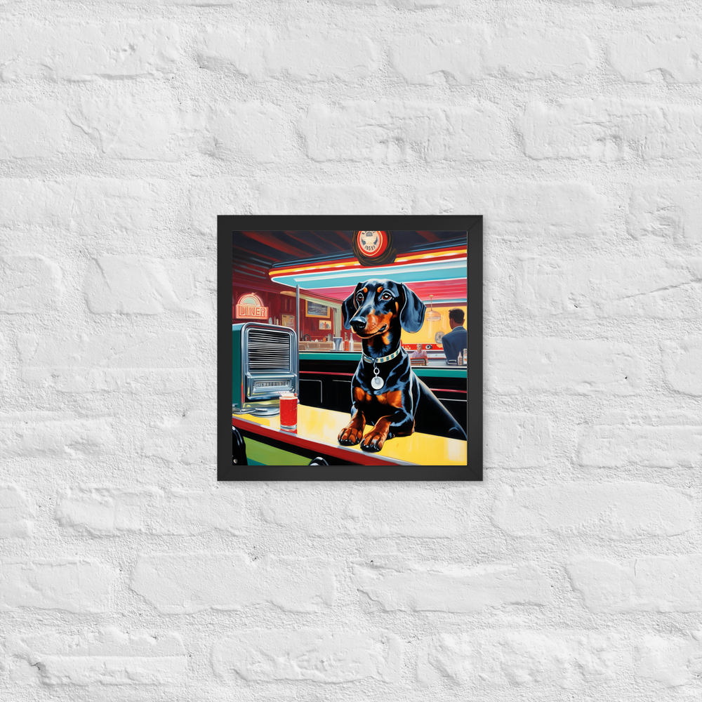 PugMug Custom Black Dachshund Framed Print