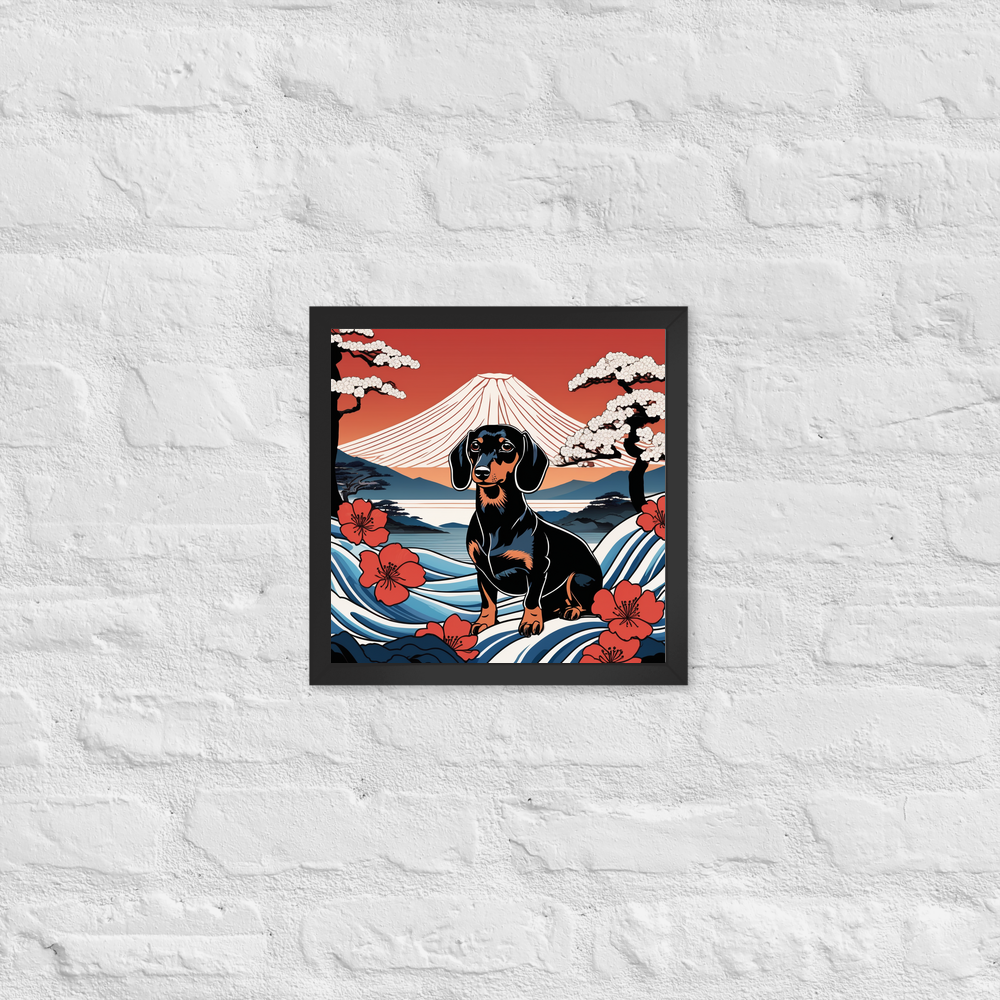PugMug Custom Black Dachshund Framed Print