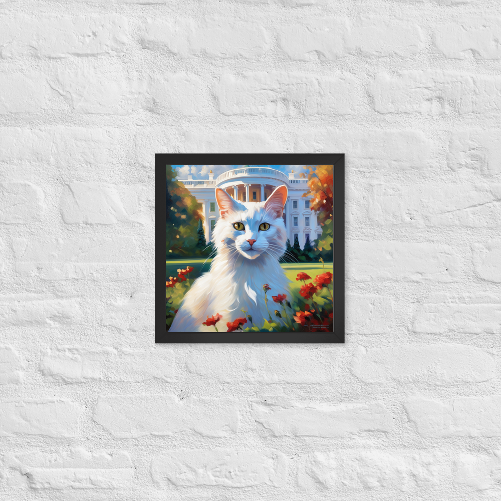 PugMug Custom White Companion Cat Framed Print