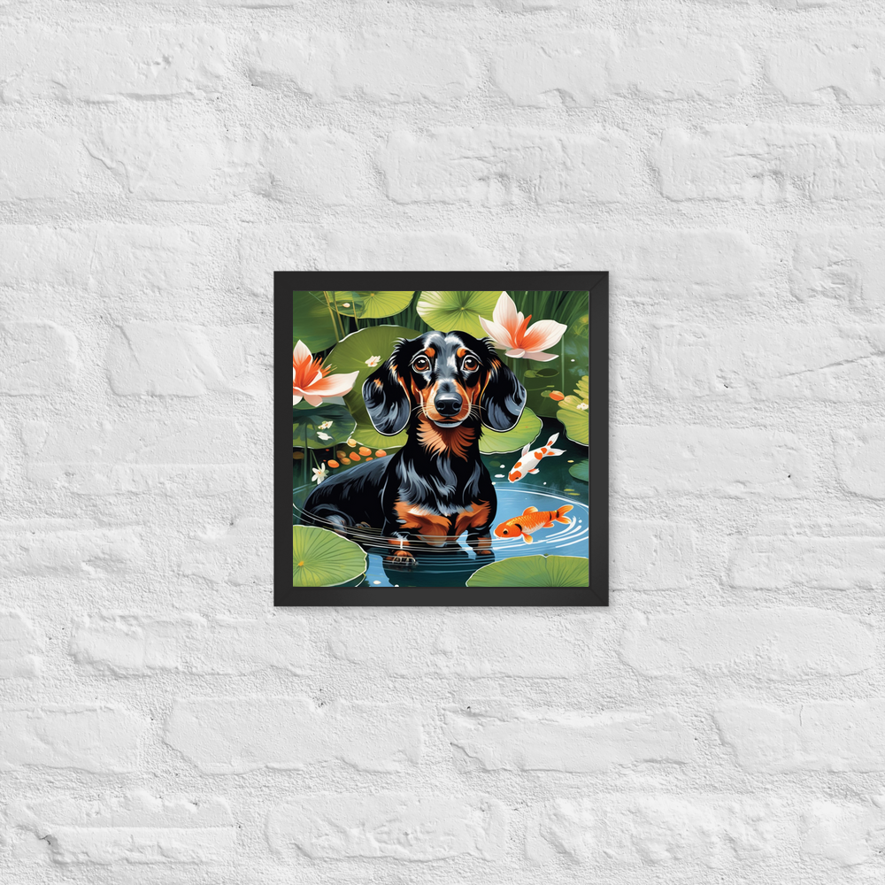 PugMug Custom Black Dachshund Framed Print