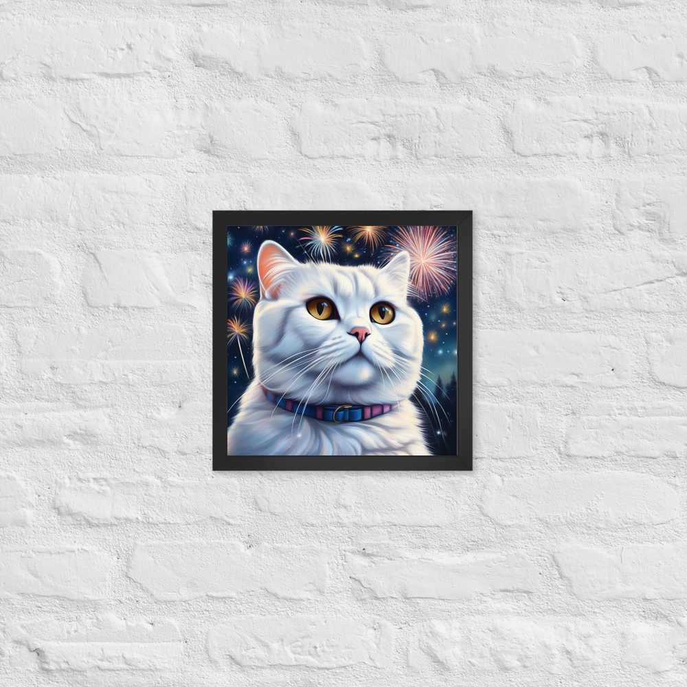 PugMug Custom White Scottish Fold Cat Framed Print
