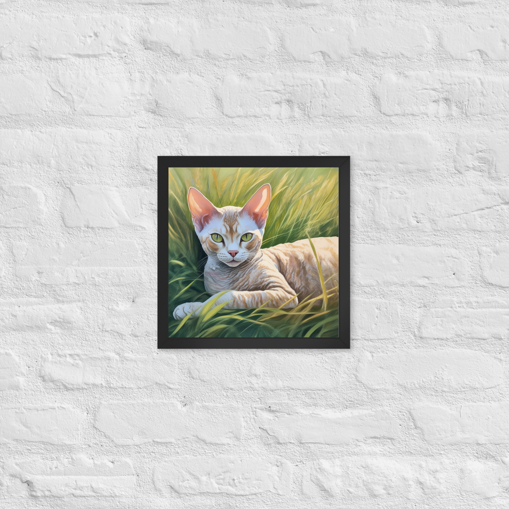 PugMug Custom Tabby Devon Rex Cat Framed Print