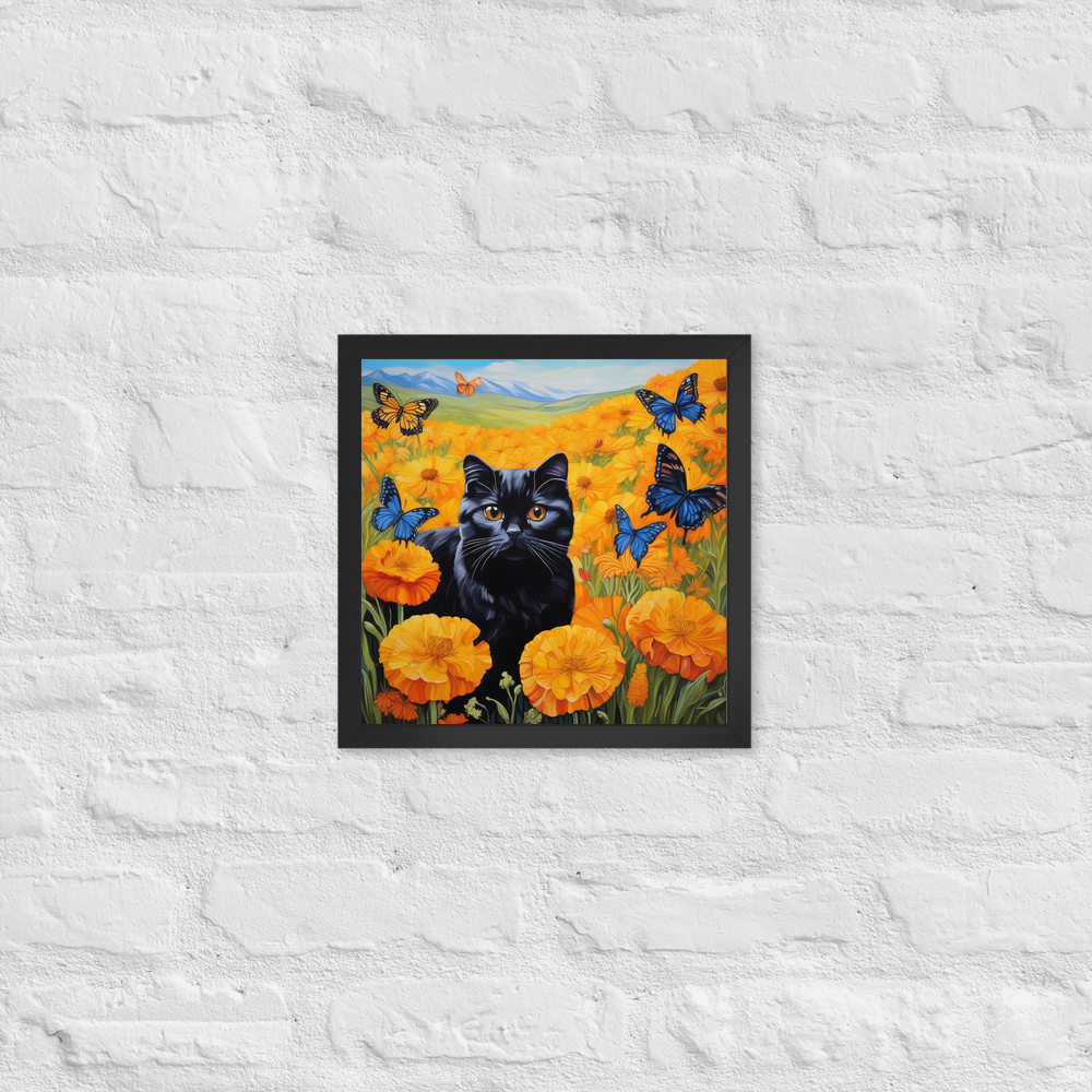 PugMug Custom Black Scottish Fold Cat Framed Print