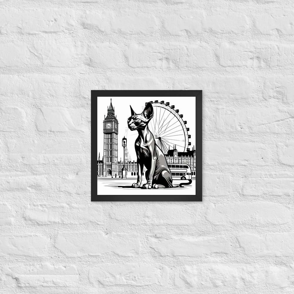 PugMug Custom Black Sphynx Cat Framed Print
