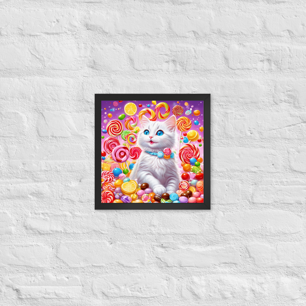 PugMug Custom White Companion Cat Framed Print