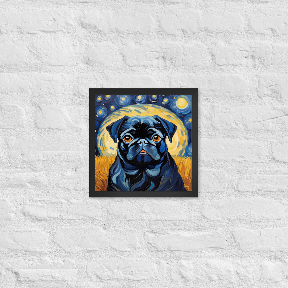 PugMug Custom Black Pug Framed Print