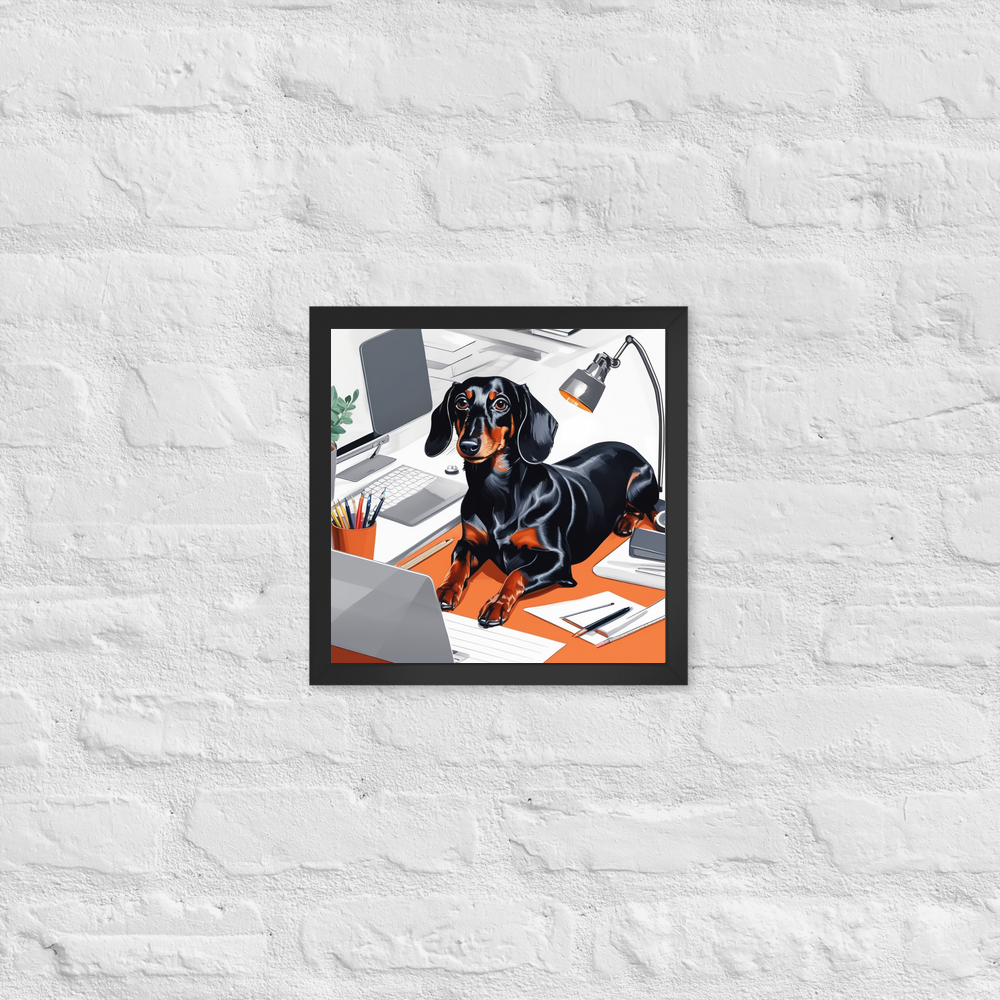 PugMug Custom Black Dachshund Framed Print