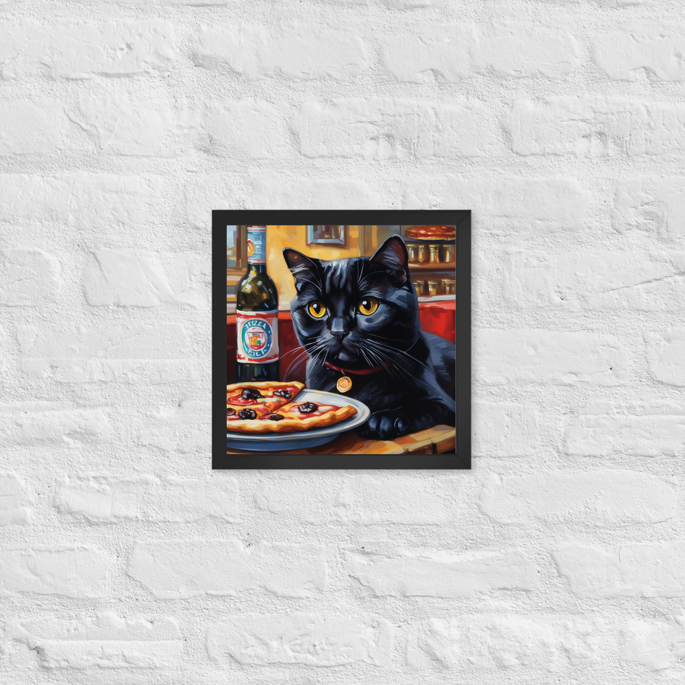 PugMug Custom Black Scottish Fold Cat Framed Print