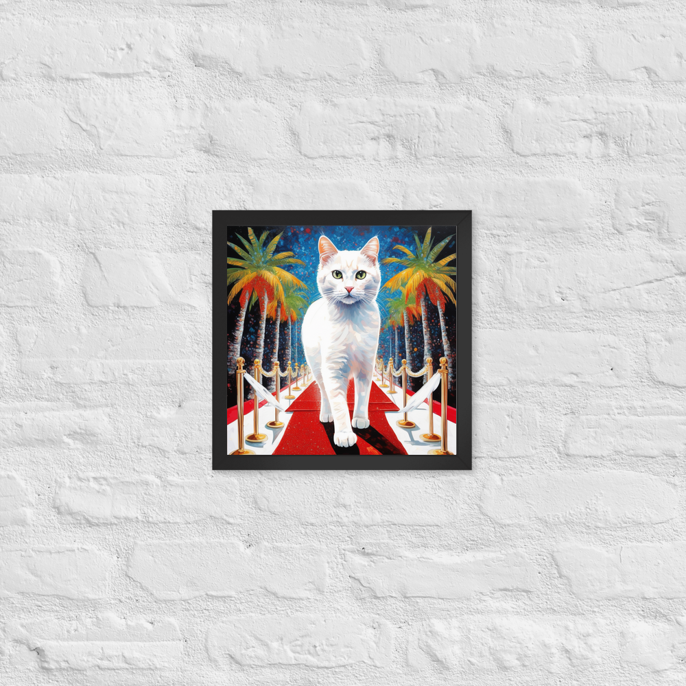 PugMug Custom White Companion Cat Framed Print