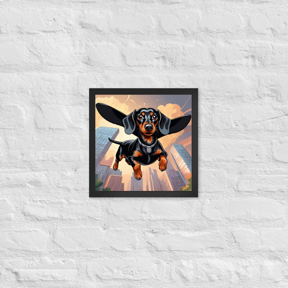 PugMug Custom Black Dachshund Framed Print