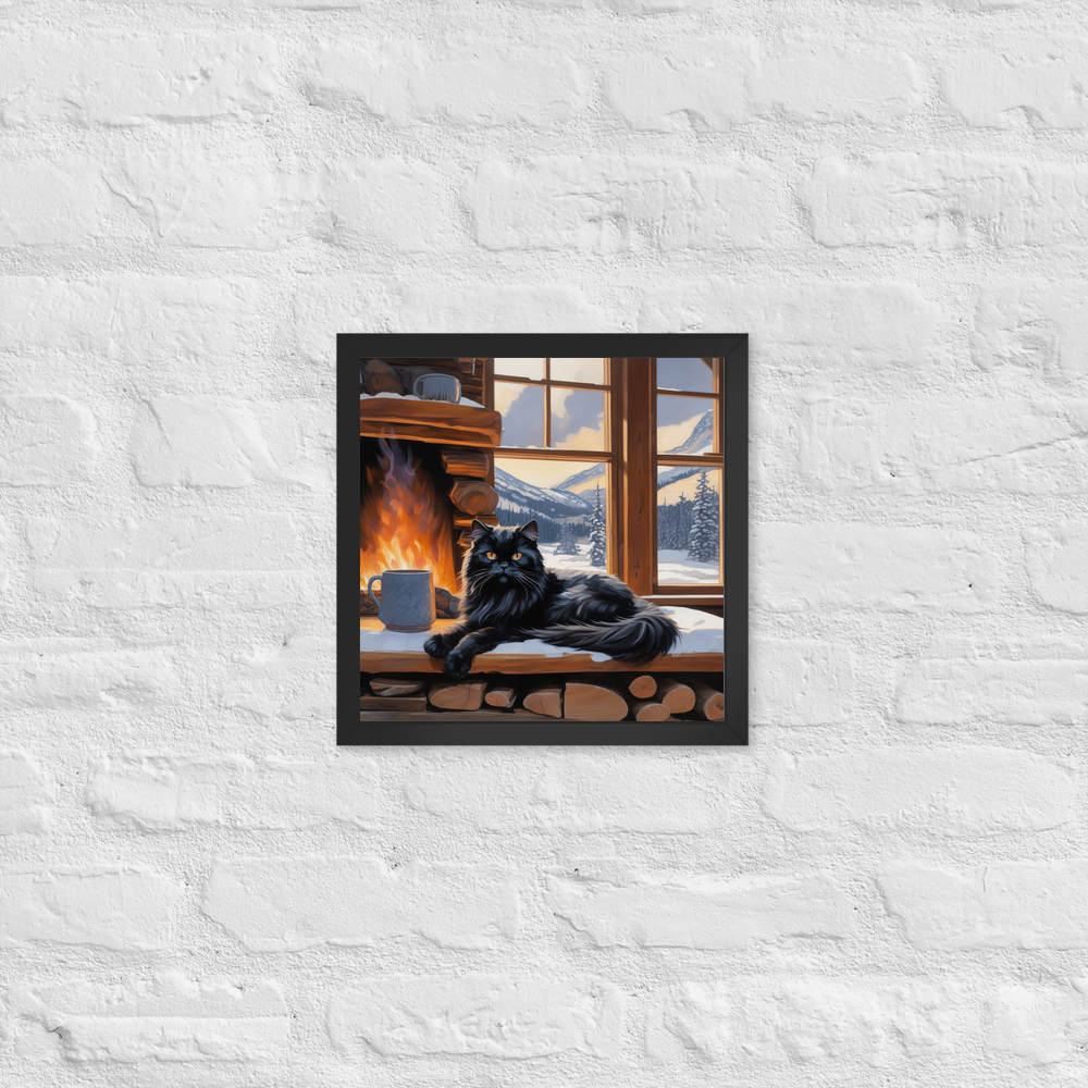 PugMug Custom Black Persian Cat Framed Print