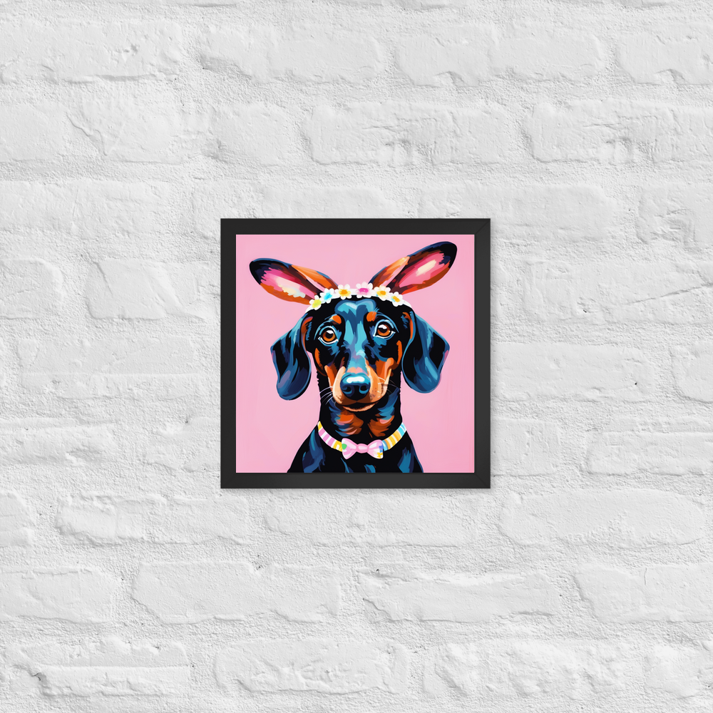 PugMug Custom Black Dachshund Framed Print
