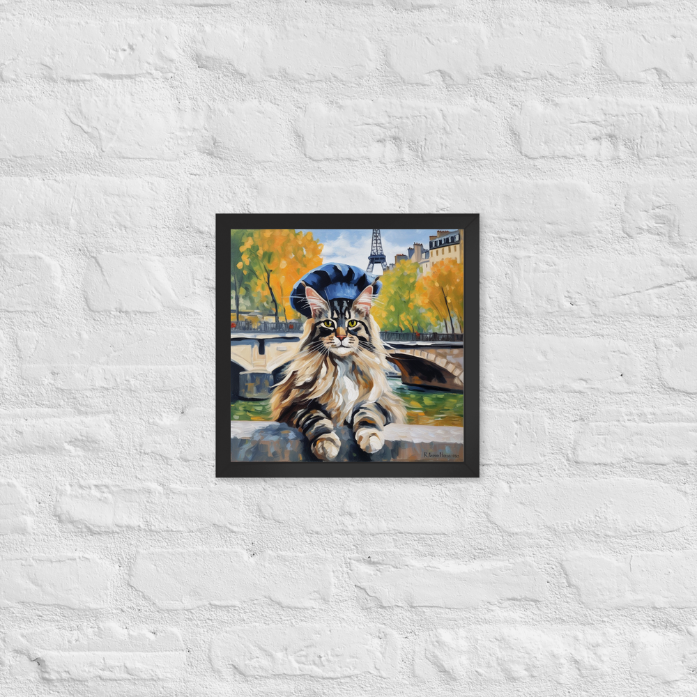 PugMug Custom Tabby Maine Coon Cat Framed Print