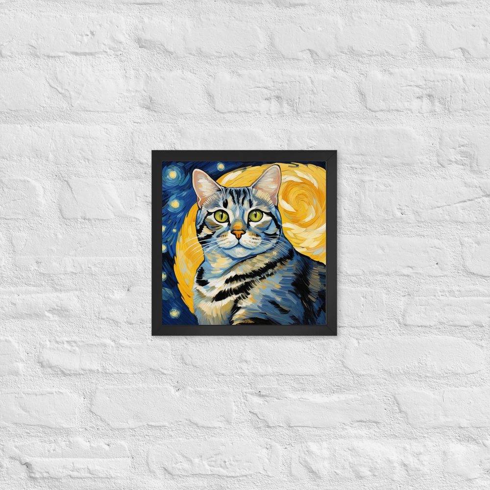 PugMug Custom Tabby American Shorthair Cat Framed Print