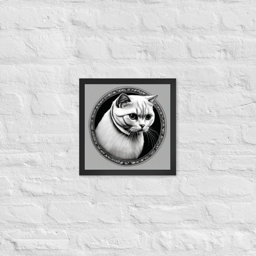 PugMug Custom White Scottish Fold Cat Framed Print