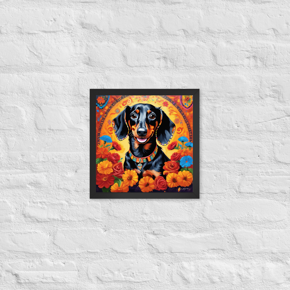 PugMug Custom Black Dachshund Framed Print