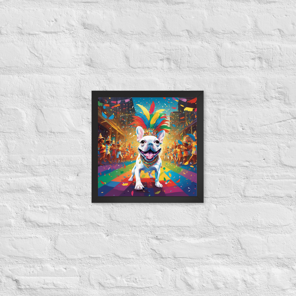 PugMug Custom White French Bulldog Framed Print