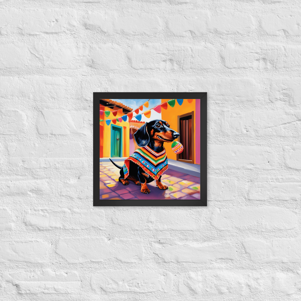 PugMug Custom Black Dachshund Framed Print