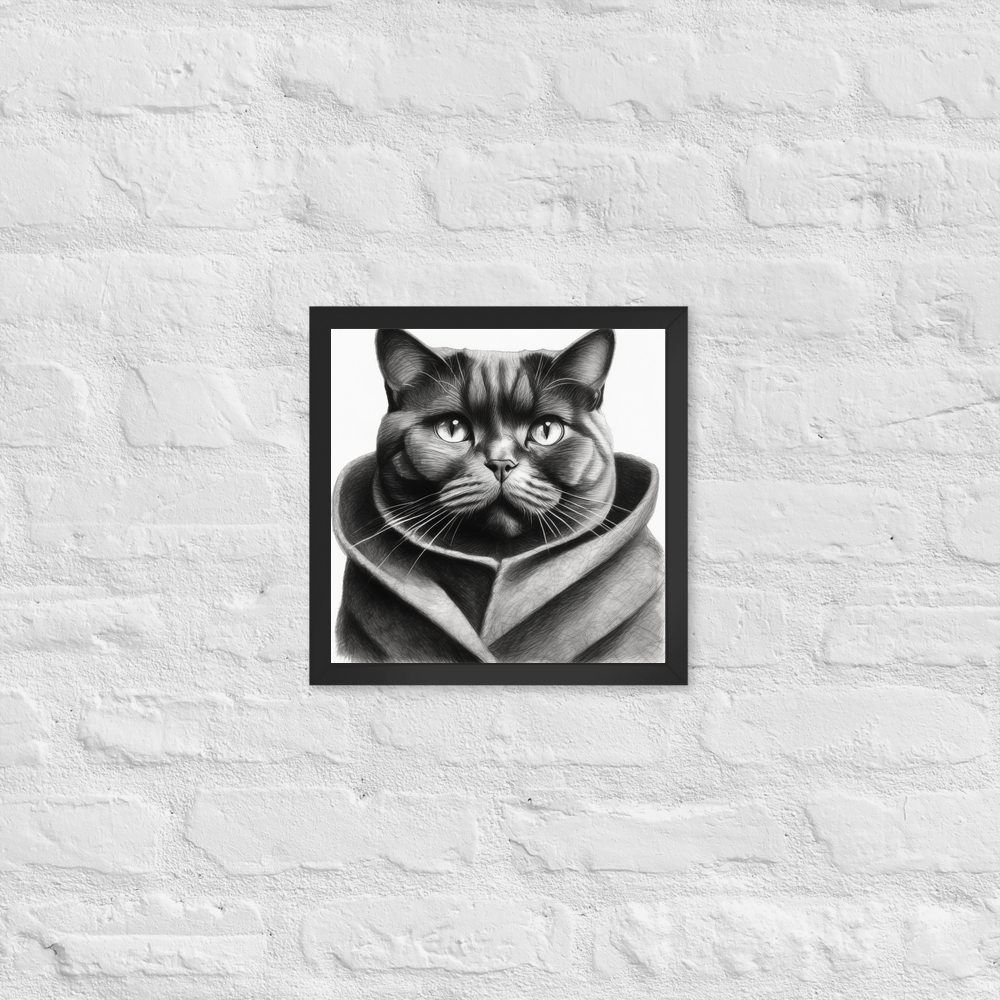 PugMug Custom Black British Shorthair Cat Framed Print