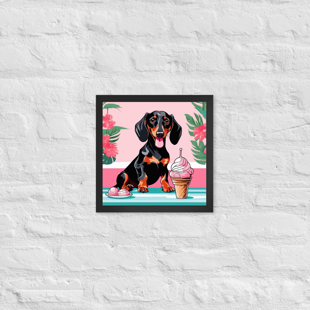 PugMug Custom Black Dachshund Framed Print