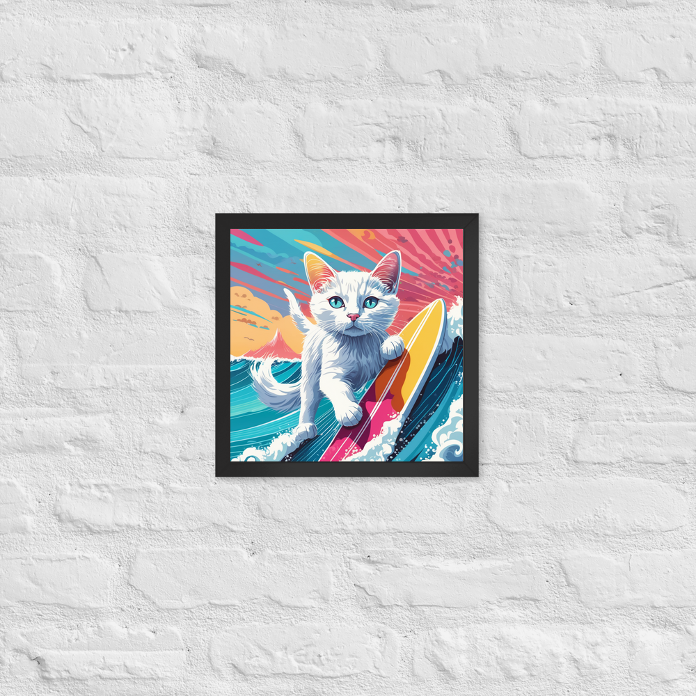 PugMug Custom White Companion Cat Framed Print