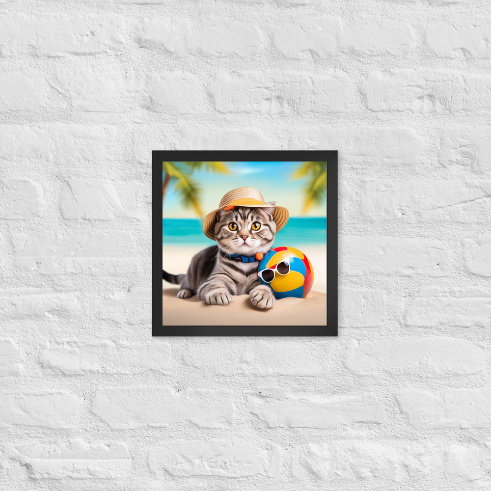 PugMug Custom Tabby Scottish Fold Cat Framed Print
